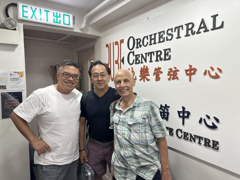 A group photo with Ringo Chan, Joel Tse and Michael Campbell at Pure Orchestral Centre