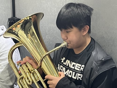 He's playing so well with his own instrument!