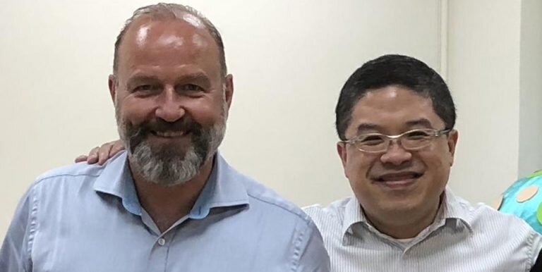 A photo of Ringo with Mark Burke, the Founder and Director of Charanga.