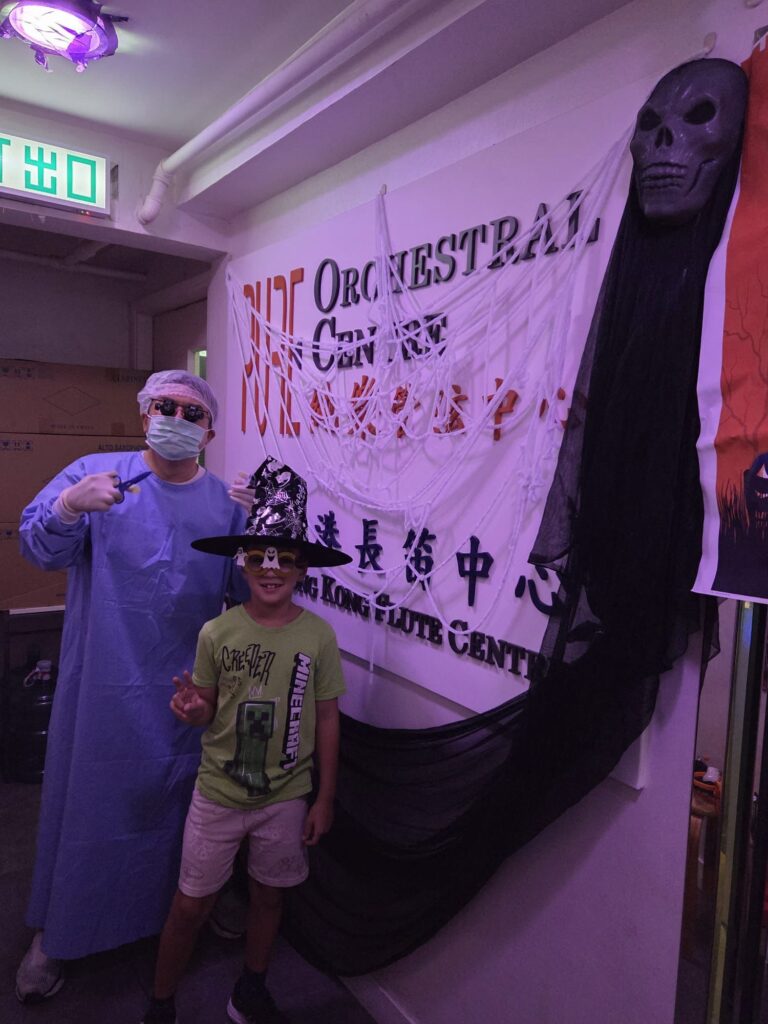 Halloween Dr Ringo with student Phoebus